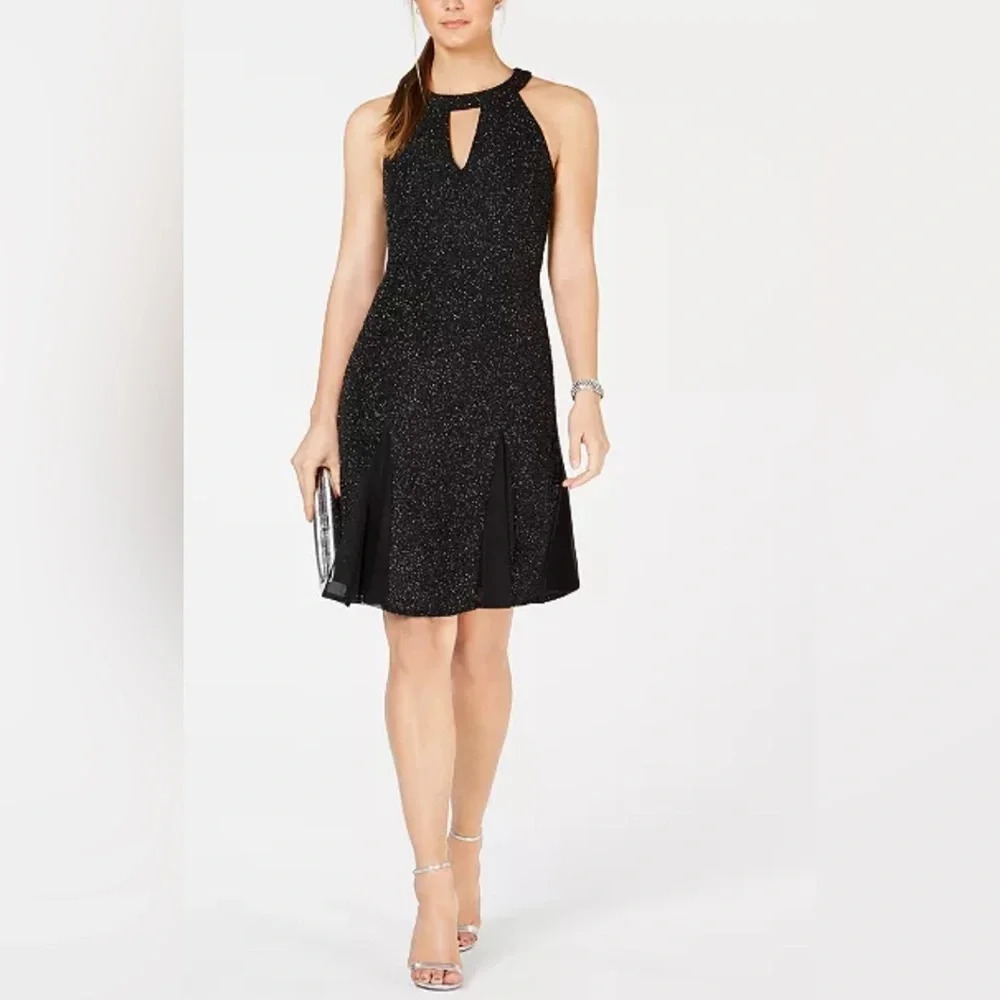 NW Nightway Glitter-Knit A-Line Dress Size 8